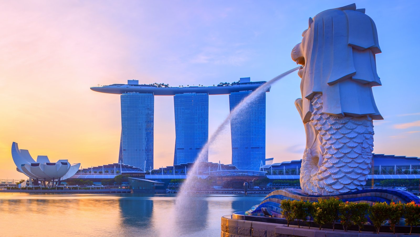 Singapore Merlion Park downtown Singapore business district